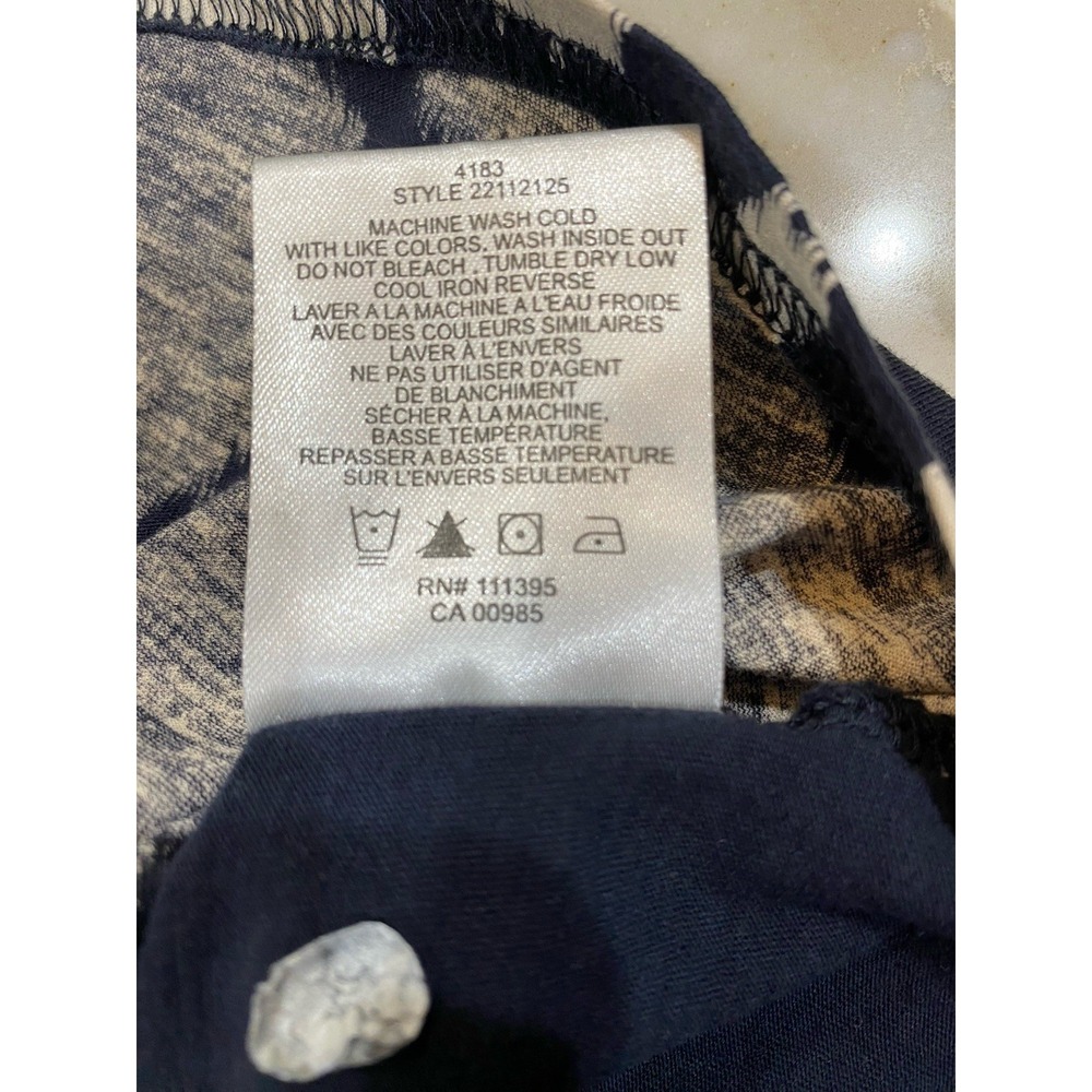 Tory Burch Women's S Navy Blue Cream Ikat Medallion Logo Pima Cotton T-Shirt Top - Picture 6 of 7